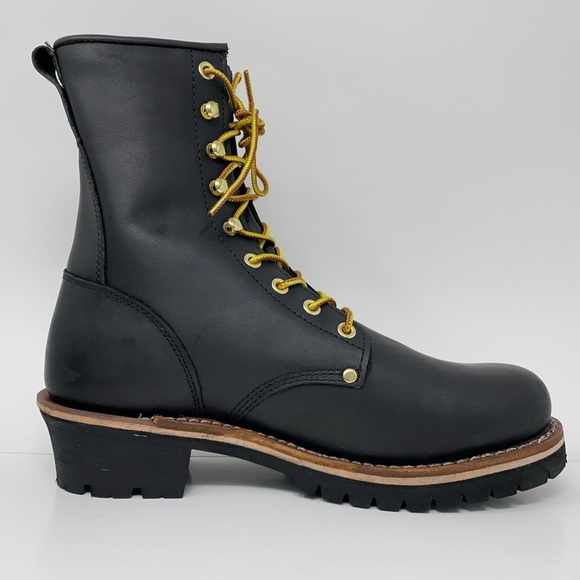 Georgia Boot Men's Logger 8" Black Non Steel-Toe Work Oily Black 12 WIDE New - Picture 2 of 7